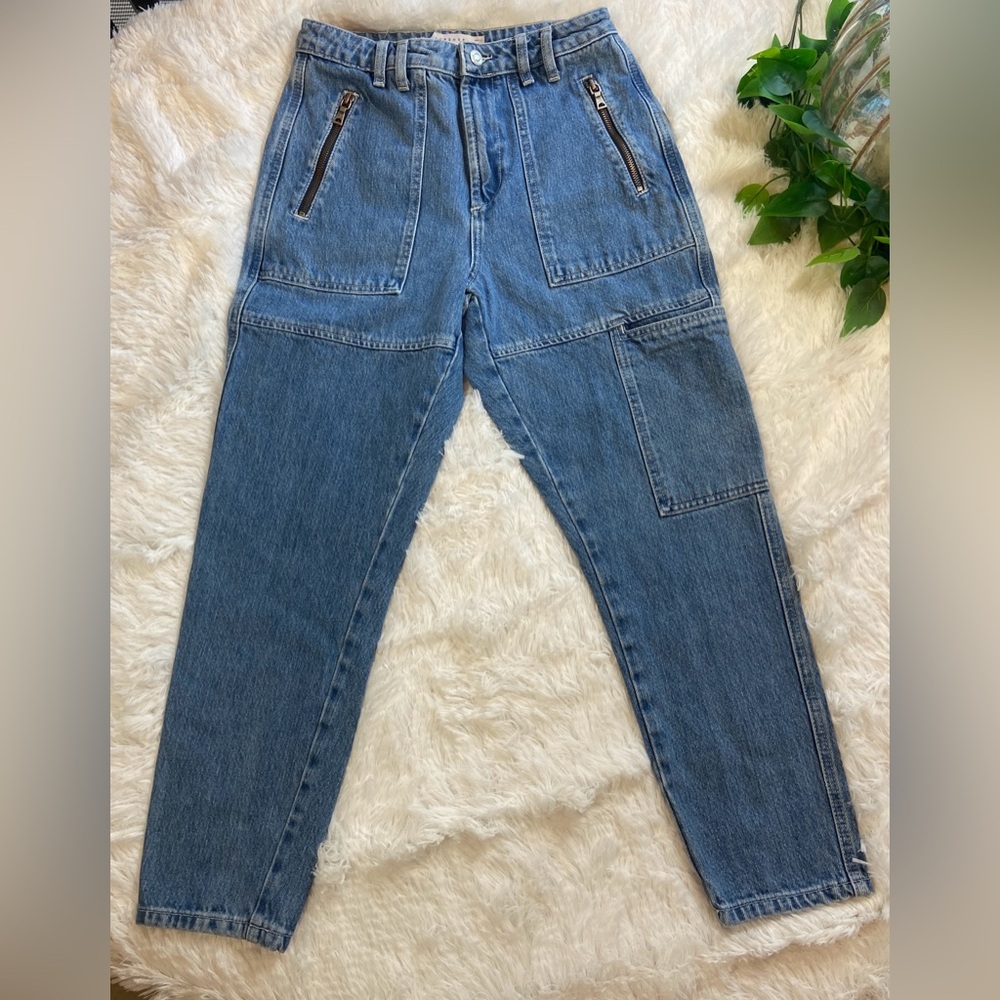 Topshop Mom Jeans Zipper Pockets Utility Style Size 28 - Picture 6 of 15